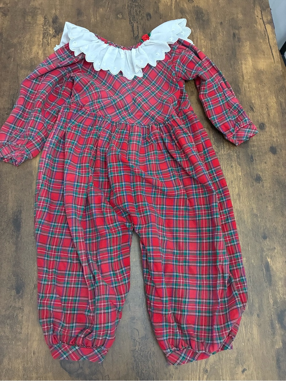 Vintage Buster Brown Christmas Plaid Girl’s 24 Month Romper